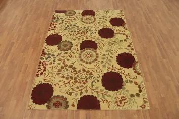 All-Over Gold Floral Indian Area Rug 6x8