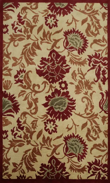 Richly Detailed Warm Floral Area Rug 7x10