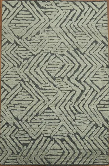 Modern Wool Abstract Indian Area Rug 6x8