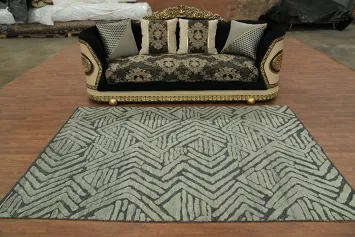 Modern Wool Abstract Indian Area Rug 6x8