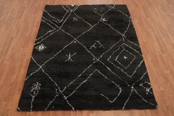 Black Trellis Moroccan Indian Area Rug 6x8