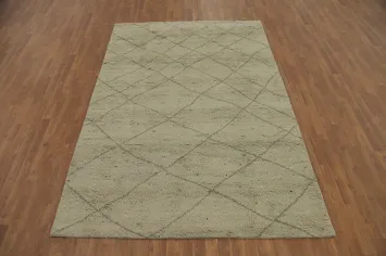 Earth Tone Wool Trellis Moroccan Area Rug 6x9
