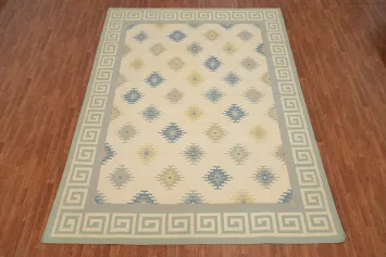 Geometric Flat Weave Kilim Durrie Area Rug 9x12