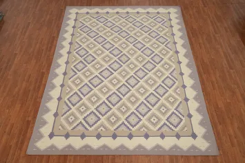 Geometric Flat Weave Kilim Durrie Area Rug 9x12