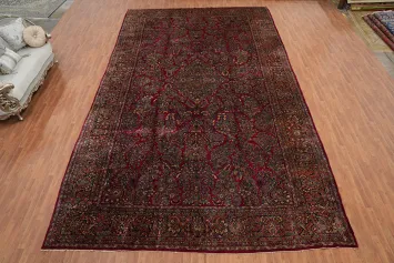 Antique Vegetable Dye Sarouk Persian Large Rug 12x20
