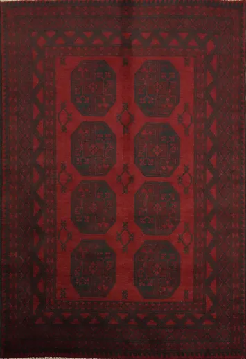 Elephant Foot Geometric Balouch Afghan Rug 5x6