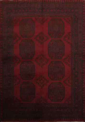 Geometric Red Balouch Afghan Rug 5x6