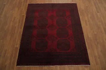 Geometric Red Balouch Afghan Rug 5x6