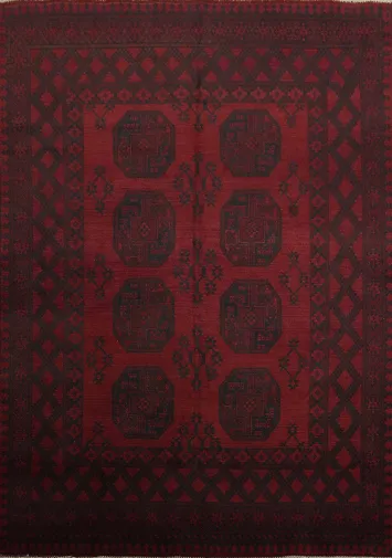 Tribal Red Balouch Elephant Foot Afghan Rug 5x6