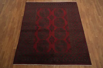 Geometric Red Balouch Afghan Rug 5x6