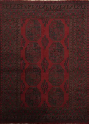 Geometric Red Balouch Afghan Rug 5x6