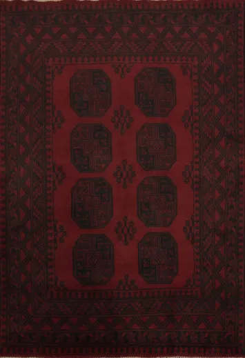 Handmade Wool Red Balouch Afghan Rug 5x7