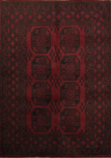 Elephant Foot Red Balouch Afghan Rug 5x6