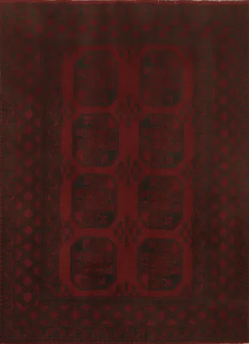 Geometric Red Wool Balouch Afghan Rug 5x7