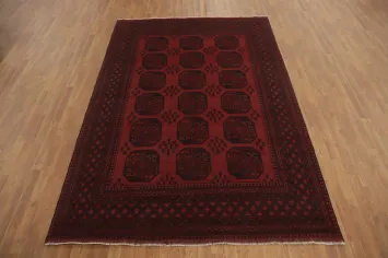Elephant Foot Red Balouch Afghan Area Rug 7x10