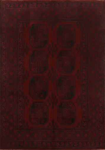 Geometric Red Balouch Afghan Rug 5x6