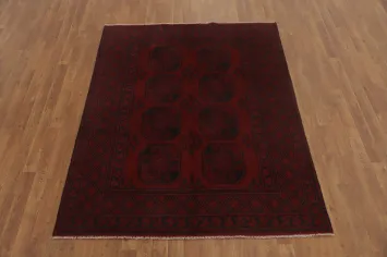 Geometric Red Balouch Afghan Rug 5x6