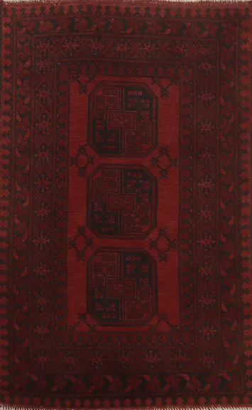 Geometric Red Balouch Afghan Rug 3x5