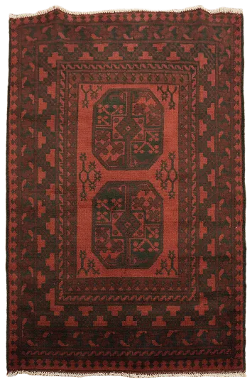 Tribal Geometric Balouch Afghan Wool Rug 3x5