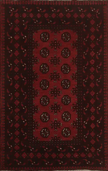 Geometric Red Balouch Afghan Rug 3x5