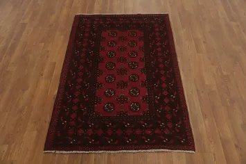 Geometric Red Balouch Afghan Rug 3x5