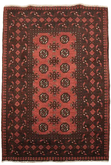 Geometric Red Balouch Afghan Wool Rug 3x5