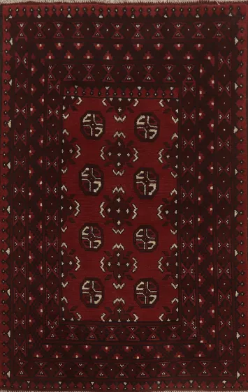 Tribal Red Balouch Afghan Rug 3x5