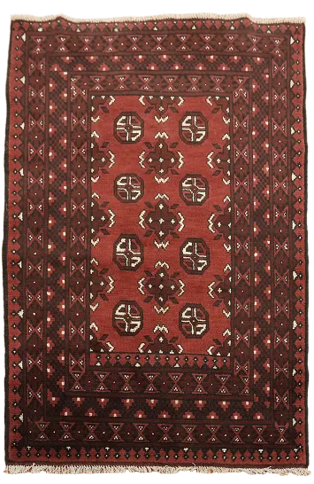 Tribal Red Balouch Afghan Wool Rug 3x5