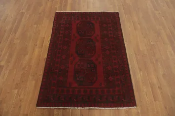 Geometric Red Balouch Afghan Rug 3x5