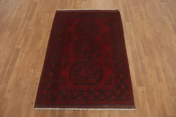 Geometric Red Balouch Afghan Rug 3x5