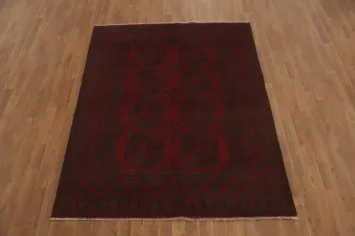 Handmade Red Wool Balouch Afghan Rug 5x6