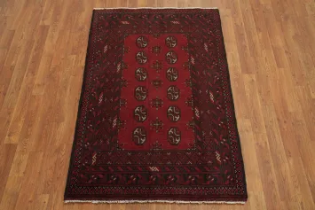 Handmade Red Wool Balouch Afghan Rug 3x5
