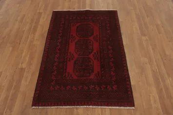 Elephant Foot Red Wool Balouch Afghan Rug 3x5