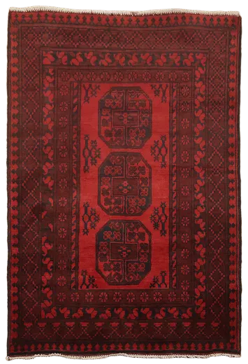 Stunning Afghan Red Carpet with Rich Decorative Style 3x5