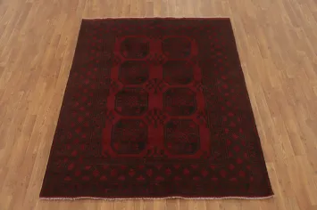 Elephant Foot Red Wool Balouch Afghan Rug 5x6