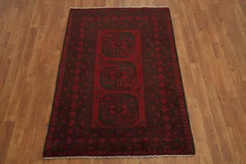 Handmade Red Wool Balouch Afghan Rug 3x5