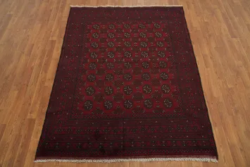 Handmade Red Wool Balouch Afghan Rug 5x6