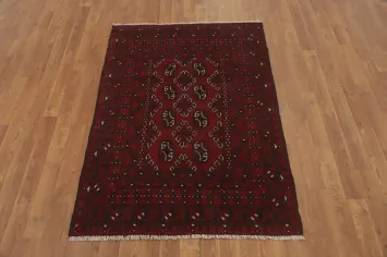 Handmade Red Wool Balouch Afghan Rug 3x5