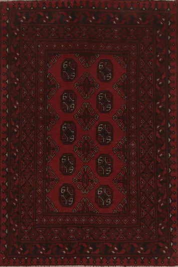 Handmade Red Wool Balouch Afghan Rug 3x5