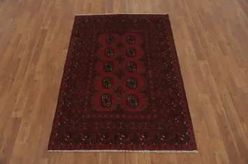 Handmade Red Wool Balouch Afghan Rug 3x5