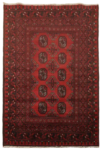 Bold and Rich Red Rug with Intricate Detailing 3x5