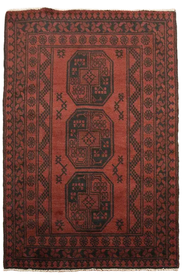 Tribal Red Balouch Afghan Wool Rug 3x5