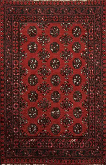 Handmade Red Wool Balouch Afghan Rug 3x5