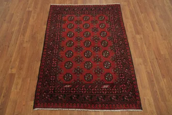 Handmade Red Wool Balouch Afghan Rug 3x5