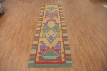 Tribal Kilim Wool Oriental Runner Rug 4x13