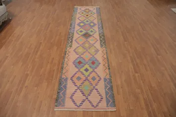Fat Weave Wool Kilim Oriental Runner Rug 3x13