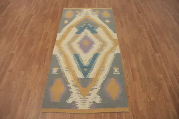 Tribal Wool Kilim Oriental Runner Rug 3x7