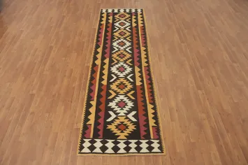 Fat Weave Wool Kilim Oriental Runner Rug 3x10