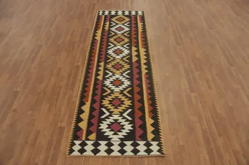 Fat Weave Wool Kilim Oriental Runner Rug 3x10