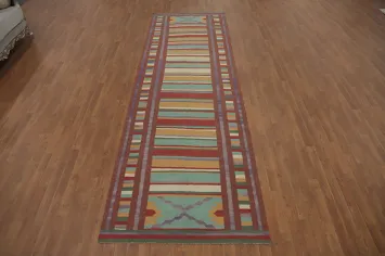 Striped Wool Kilim Oriental Runner Rug 4x12